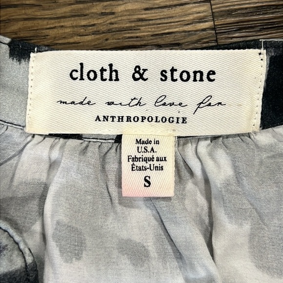 Anthropologie Cloth & Stone Midi Dress S Animal Print Grey Neutral Boho Office - Picture 10 of 13